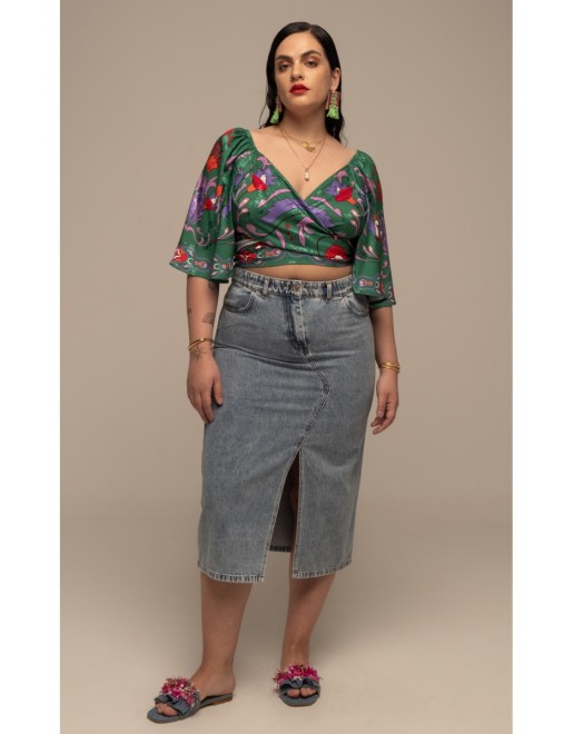 ALOE WRAP CROP TOP - Jacquard