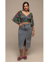 ALOE WRAP CROP TOP - Jacquard