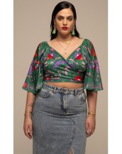 ALOE WRAP CROP TOP - Jacquard