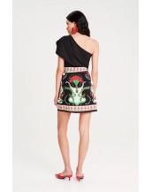 POMEGRANATE WRAP MINI SKIRT