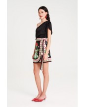 POMEGRANATE WRAP MINI SKIRT