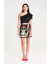 POMEGRANATE WRAP MINI SKIRT