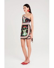POMEGRANATE WRAP MINI SKIRT